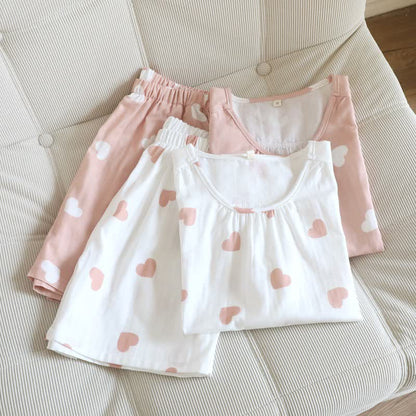 Cotton Double Gauze Heart Tank Pajamas - image 1