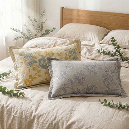 Linen Gauze Button Cotton Pillowcases (2PCS) - Yellow&Blue - 48cm x 74cm - image 0