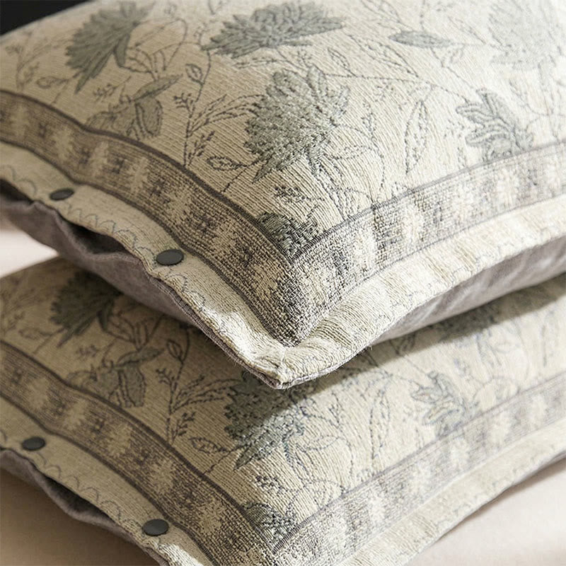 Floral Cotton Gauze Button Pillowcases (2PCS) - image 1