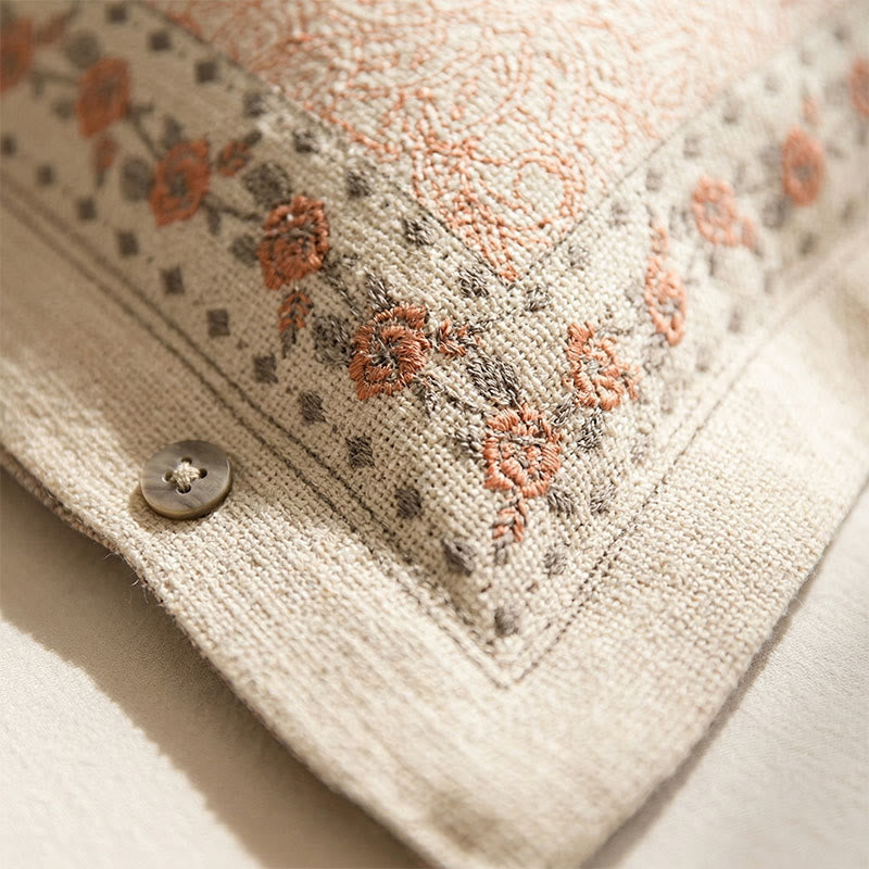 Vintage Rose Cotton Linen Pillowcases (2PCS) - image 1