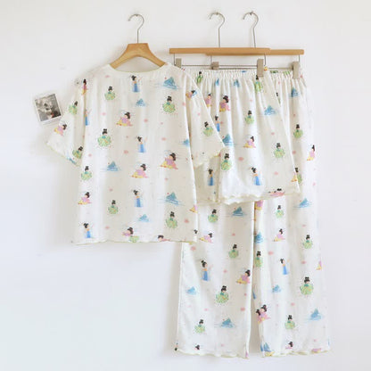 Vintage Oriental Princess Inspired Cotton Pajamas(3PCS) - image 2