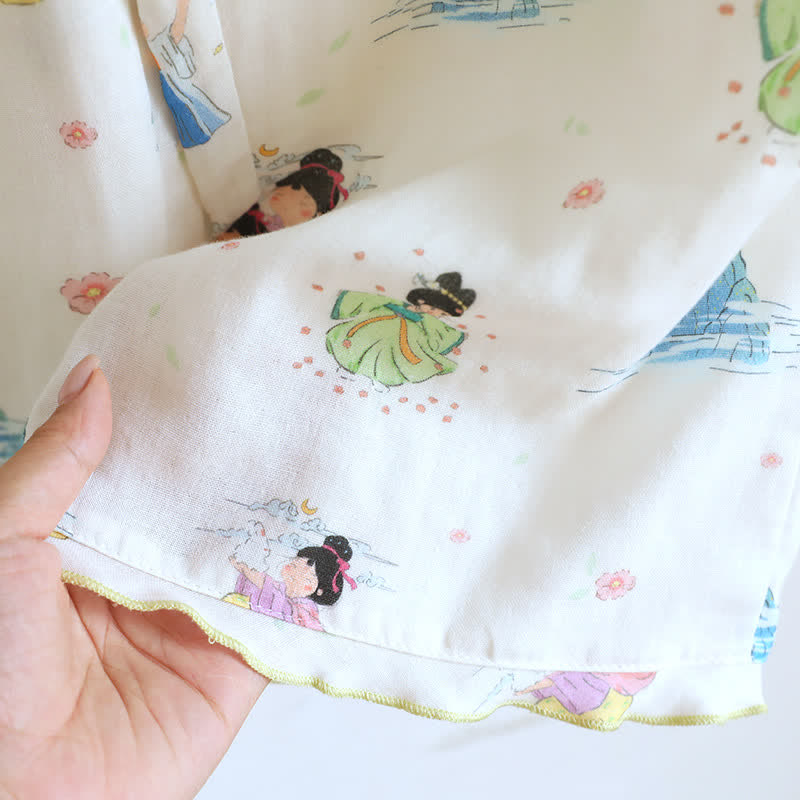 Vintage Oriental Princess Inspired Cotton Pajamas(3PCS) - image 14