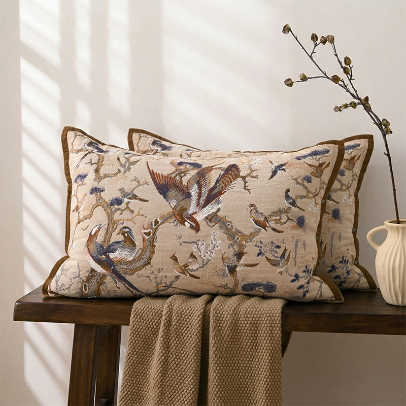 Birds of Paradise Jacquard Pillowcases (2PCS) - Brown&Blue - 80cm x 54cm - image 0