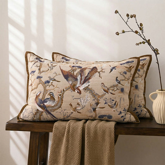 Birds of Paradise Jacquard Pillowcases (2PCS) - Brown&Blue - 80cm x 54cm - image 0