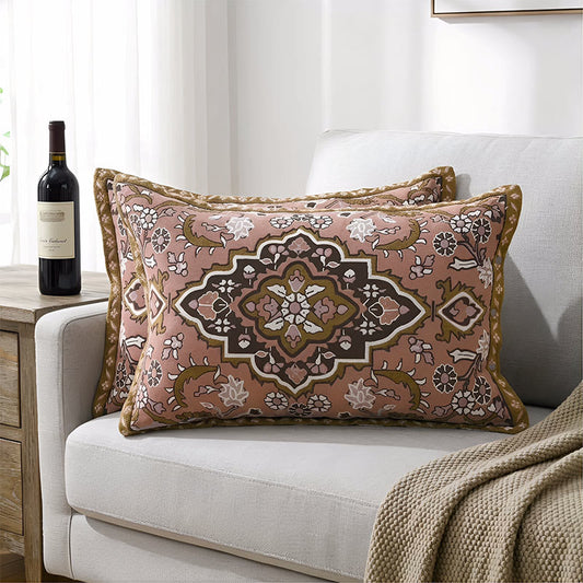 Bohemian Jacquard Button Pillowcases (2PCS) - Brown - 80cm x 54cm - image 0