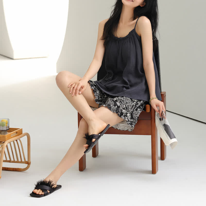 Cami & Vintage Pattern Shorts Pajama Set - image 2