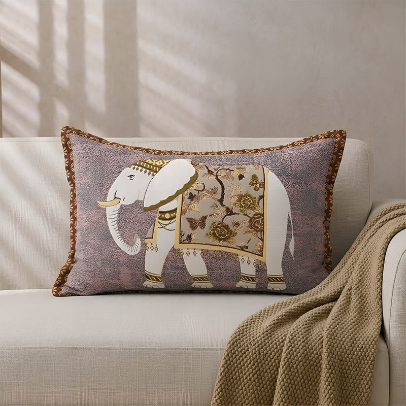 Elephant Jacquard Bohemian Pillowcases (2PCS) - Brown&Purple - 80cm x 54cm - image 0