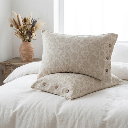 Ownkoti Floral Jacquard Button Pillowcases (2PCS)  - image 1