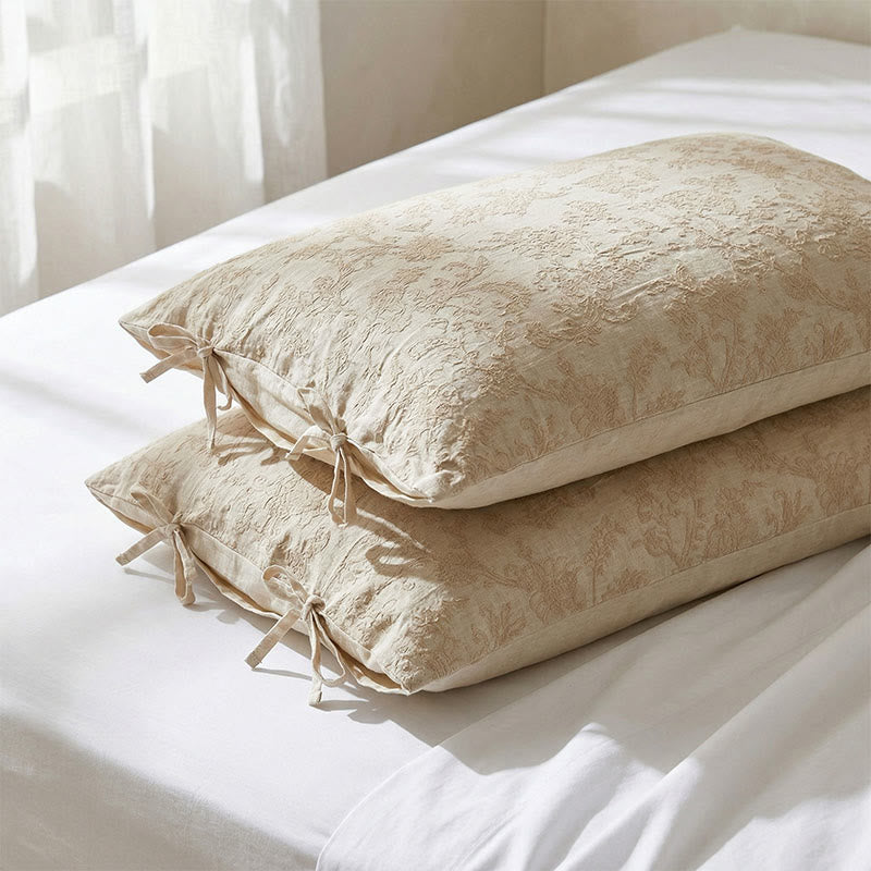 Ownkoti Floral Bow Tie Cotton Linen Pillowcases (2PCS)  - image 1