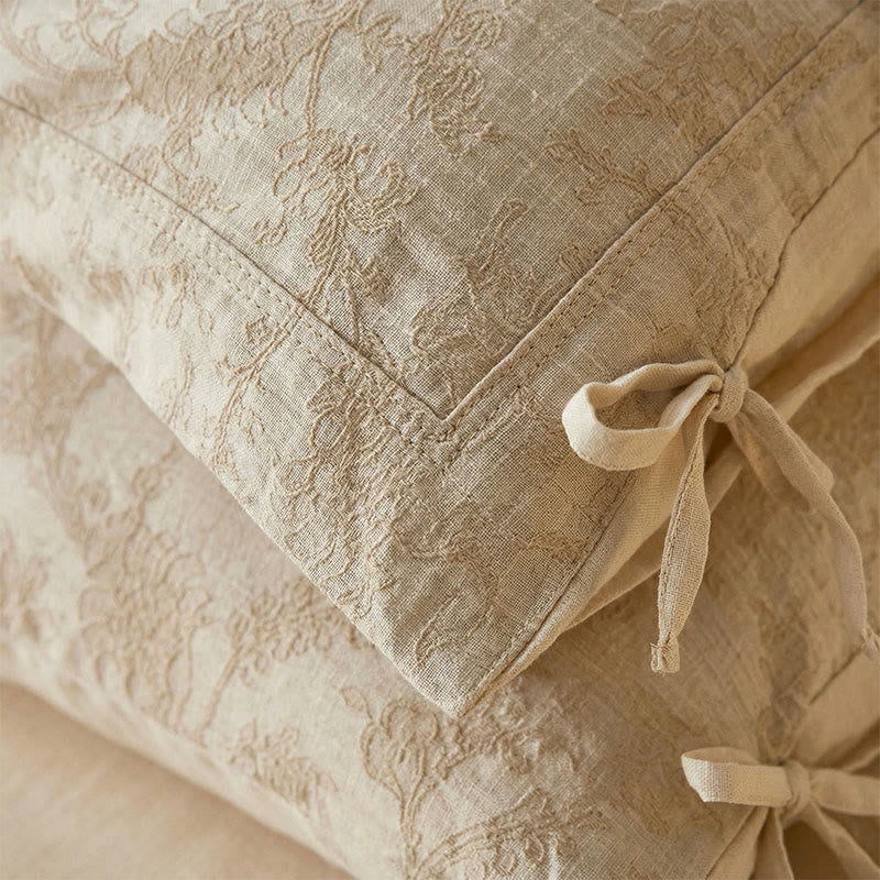 Ownkoti Floral Bow Tie Cotton Linen Pillowcases (2PCS)  - image 2