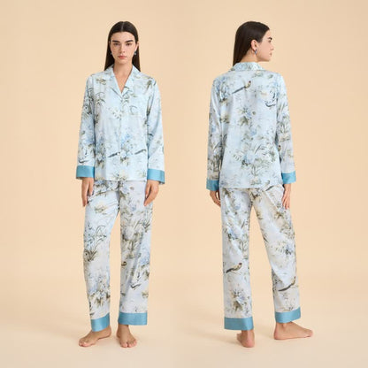 Elegant Floral & Bird Print Pajama Set - image 1