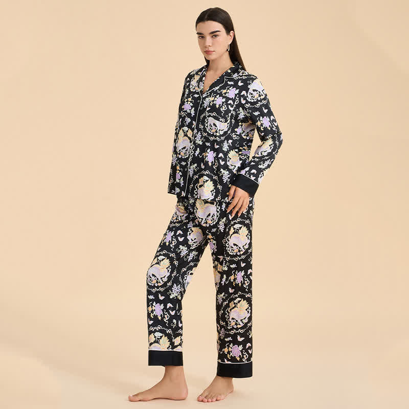 Oriental Mythical Qilin Print Pajama Set - image 4