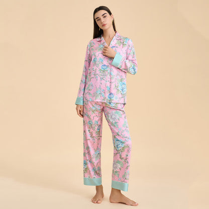 Artistic Blue Floral Pajama Set - Pink - XL - image 2