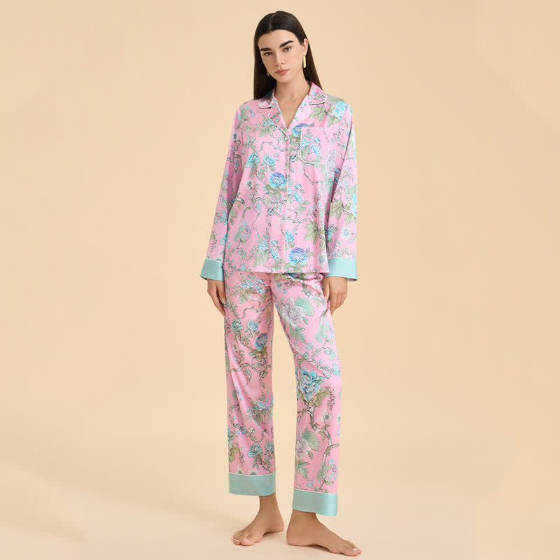 Artistic Blue Floral Pajama Set - image 3