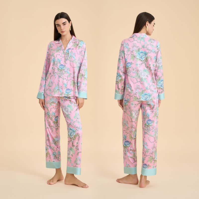 Artistic Blue Floral Pajama Set - image 1