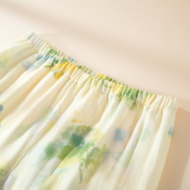 Floral Ruffled Cotton Gauze Pajama Set - image 10