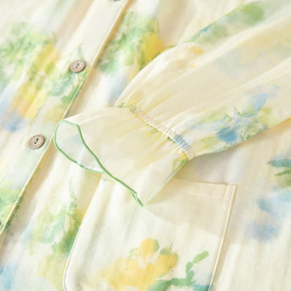 Floral Ruffled Cotton Gauze Pajama Set - image 6