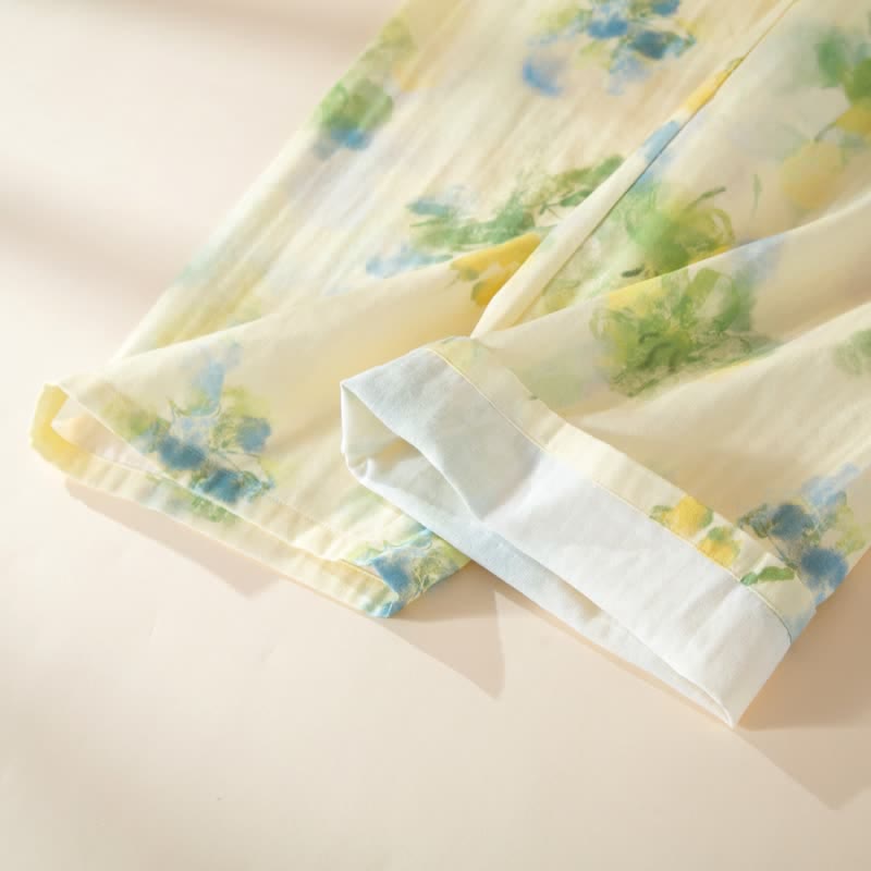 Floral Ruffled Cotton Gauze Pajama Set - image 12