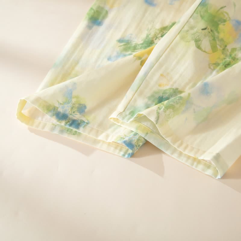Floral Ruffled Cotton Gauze Pajama Set - image 11