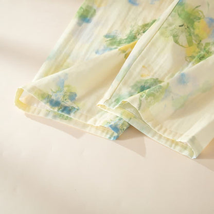 Floral Ruffled Cotton Gauze Pajama Set - image 11