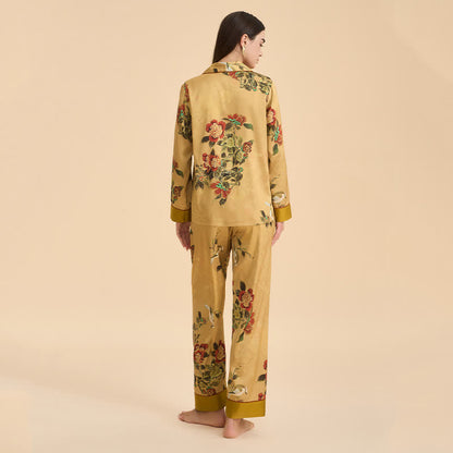 Luxurious Floral & Green Leaf Pajama Set - image 6