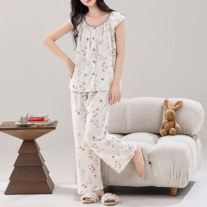 Elegant Branch Button Front Loungewear Set - image 2