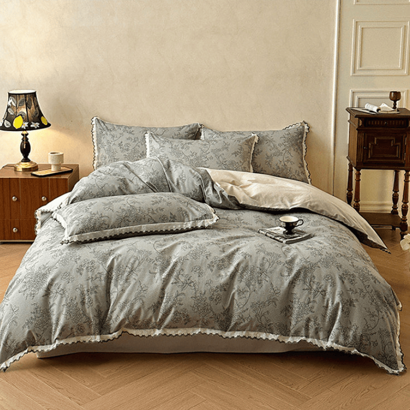 Ownkoti Brushed Cotton Artistic Floral Lace Bedding Set - image 3