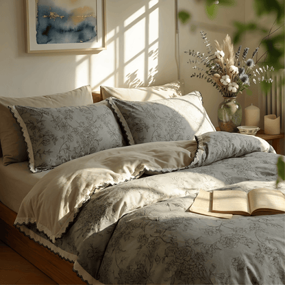 Ownkoti Brushed Cotton Artistic Floral Lace Bedding Set - image 2