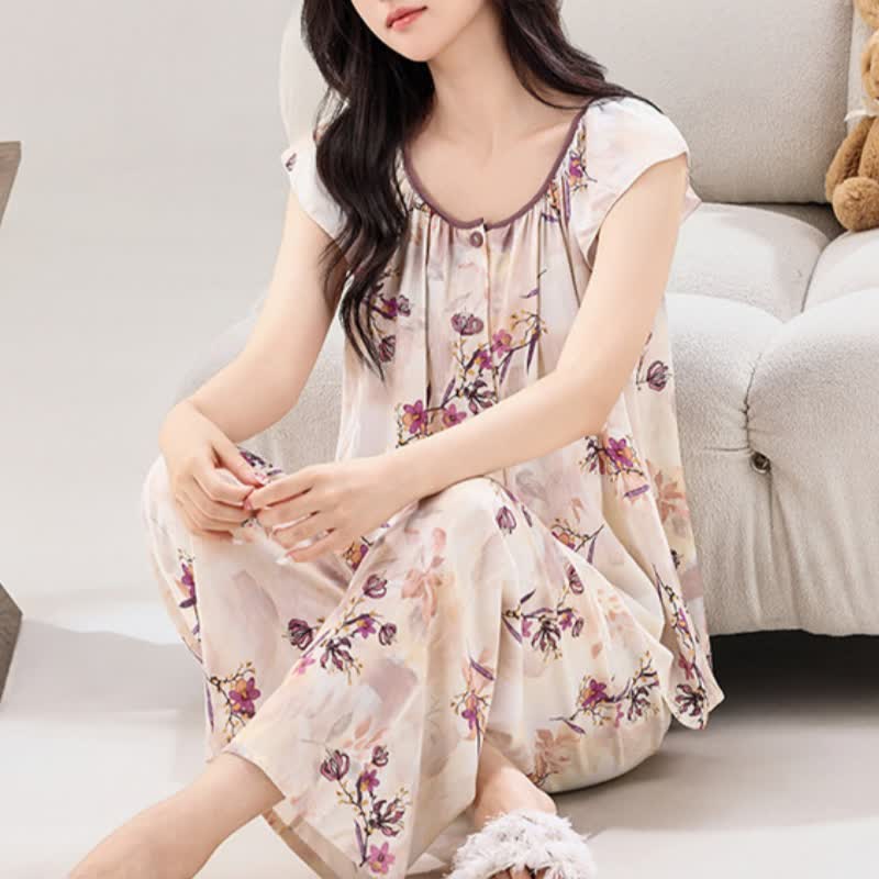 Peach Blossom Button Front Loungewear Set - image 3