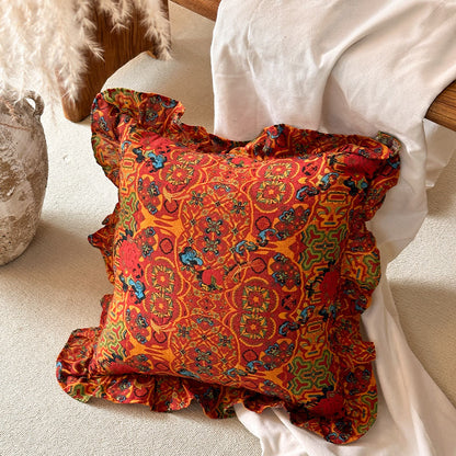 Moroccan Geometric Ruffle Throw Pillow - Orange - 45cm x 45cm - image 0