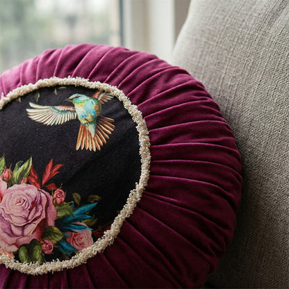 Vintage Floral Round Throw Pillow - image 1