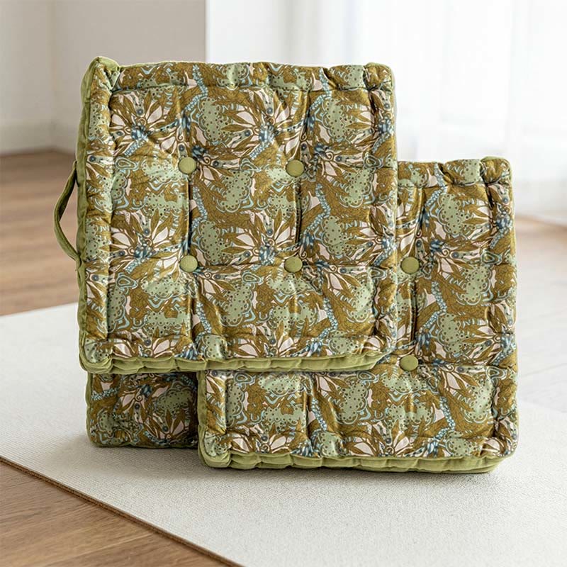 Vintage Green Square  Throw Pillow - Green - 40cm x 40cm x 9cm - image 0