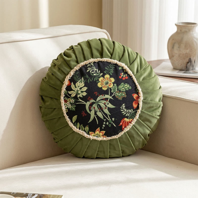 Vintage Chinese Floral Throw Pillow - Green - 45cm x 45cm x 15cm - image 0