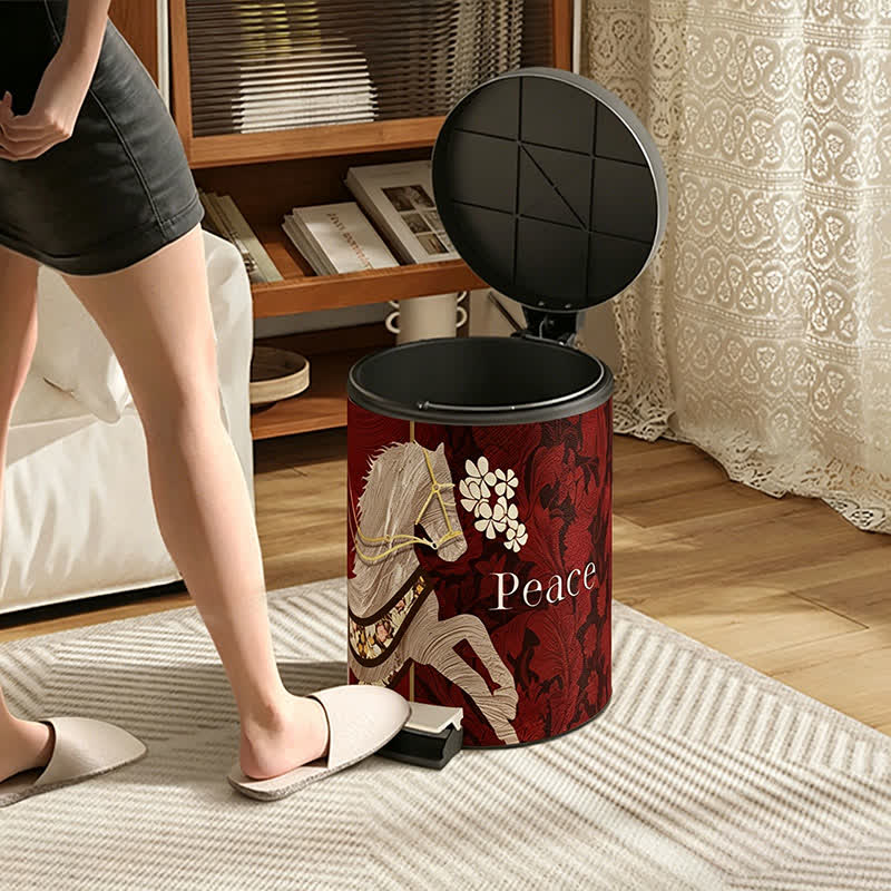 Vintage Equestrian Leather  Round Trash Can - image 5