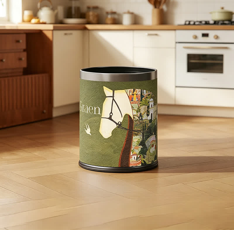 Lychee Texture Equestrian Leather Trash Can - image 0