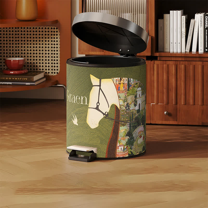 Lychee Texture Equestrian Leather Trash Can - image 3