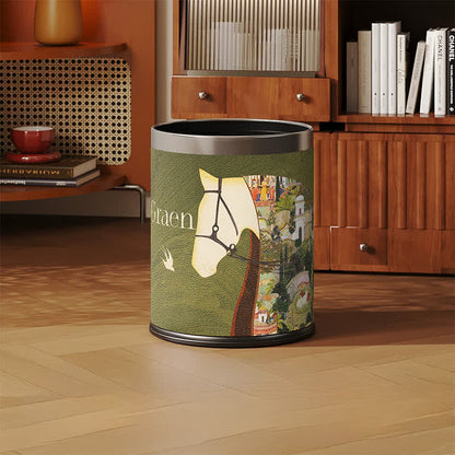 Lychee Texture Equestrian Leather Trash Can - image 1