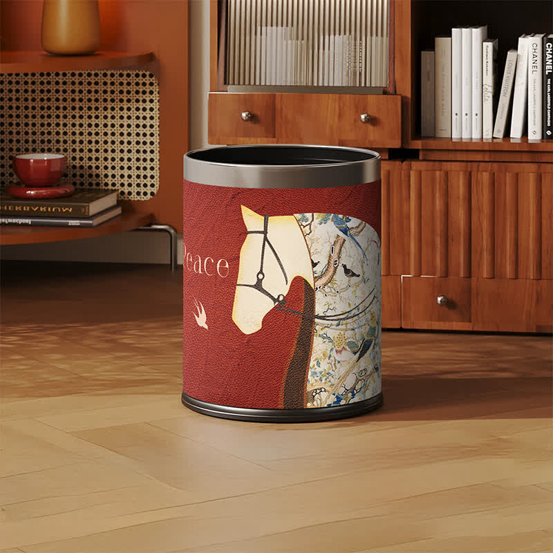 Lychee Texture Equestrian Leather Trash Can - image 7