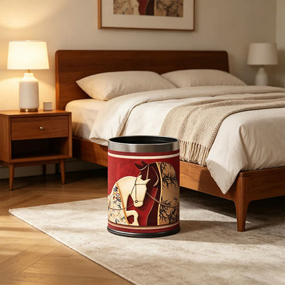 Auspicious Double Horse Leather Trash Can - image 1