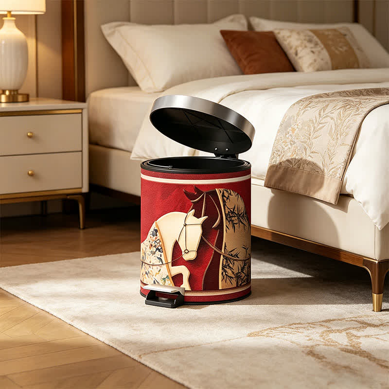Auspicious Double Horse Leather Trash Can - image 4