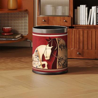 Auspicious Double Horse Leather Trash Can - image 0