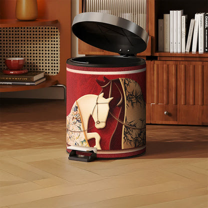 Auspicious Double Horse Leather Trash Can - image 3