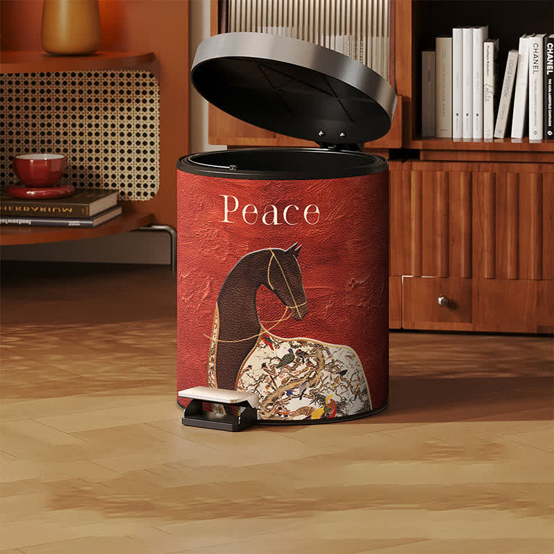 Classical Oriental Equestrian Trash Can - image 3
