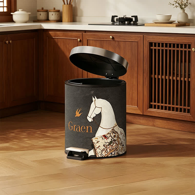 Classical Oriental Equestrian Trash Can - image 9