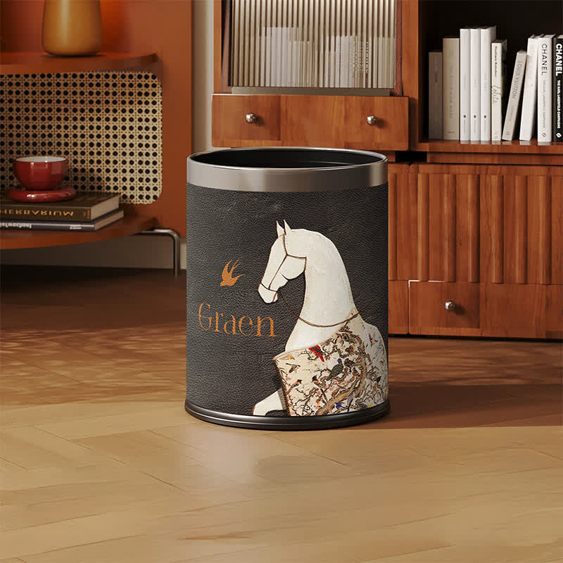 Classical Oriental Equestrian Trash Can - image 7