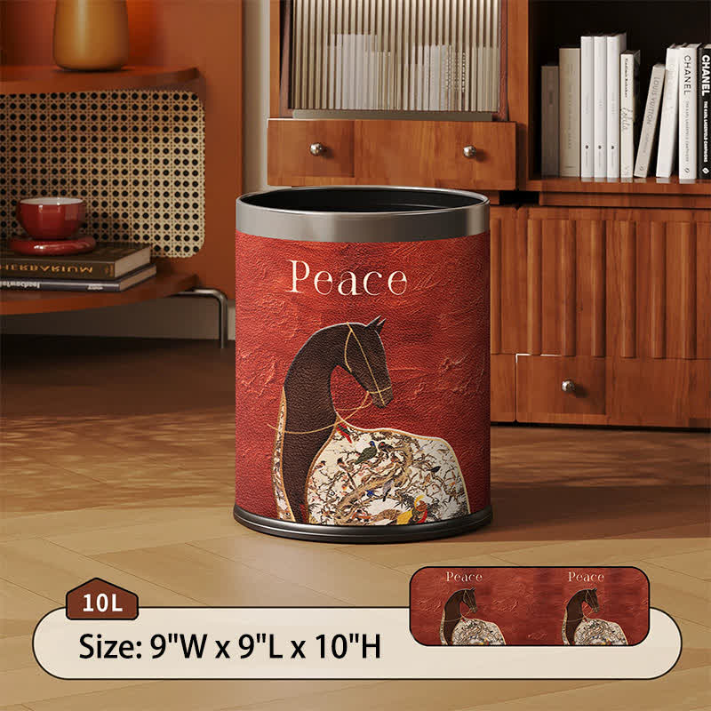 Classical Oriental Equestrian Trash Can - Red - Standard - 9"W x 9"L x 10"H - image 2