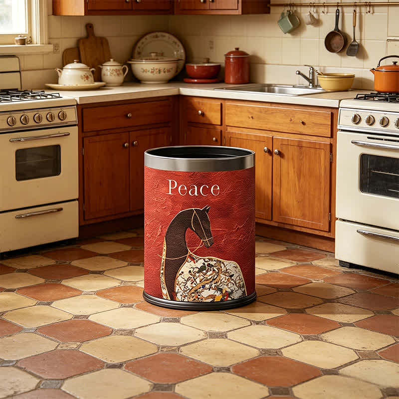 Classical Oriental Equestrian Trash Can - image 1