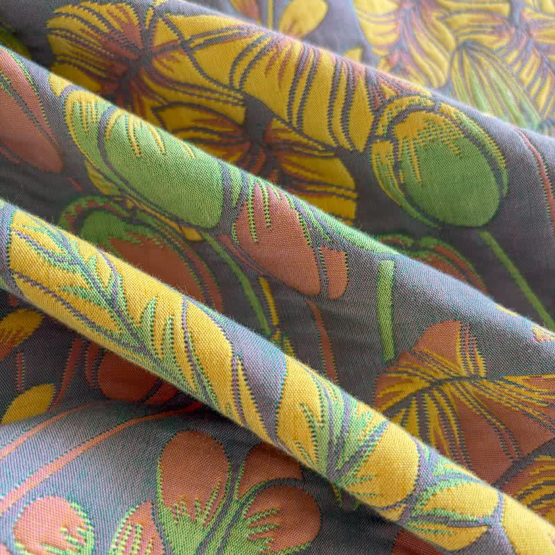 Tropical Floral & Leaf Cotton Gauze Quilt Blanket - image 13