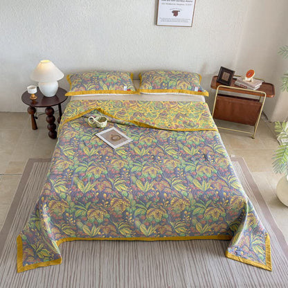 Tropical Floral & Leaf Cotton Gauze Quilt Blanket - image 3