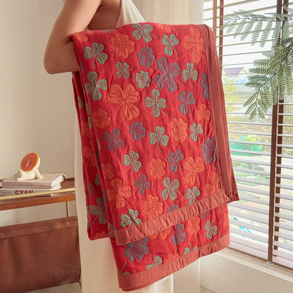 Four-leaf Clover Cotton Gauze Quilt Blanket - image 12